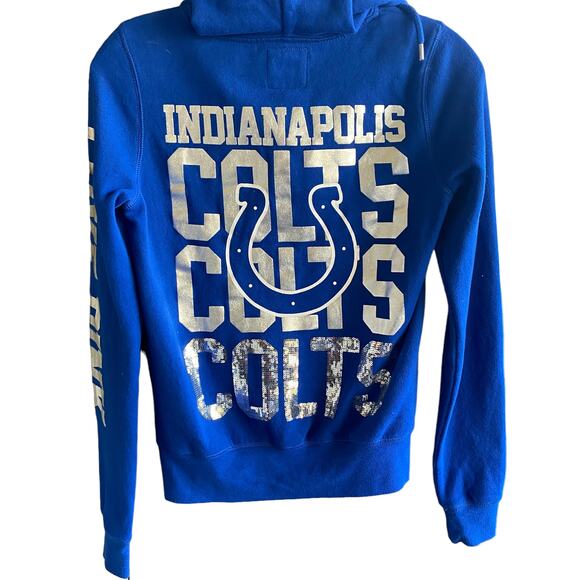 NFL Victoria's Secret PINK XS Indianapolis COLTS Sequin Hoody 53 Full Zip Front - Picture 11 of 12